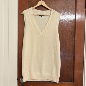 Nasty Gal Cream V Neck Sweater Dress